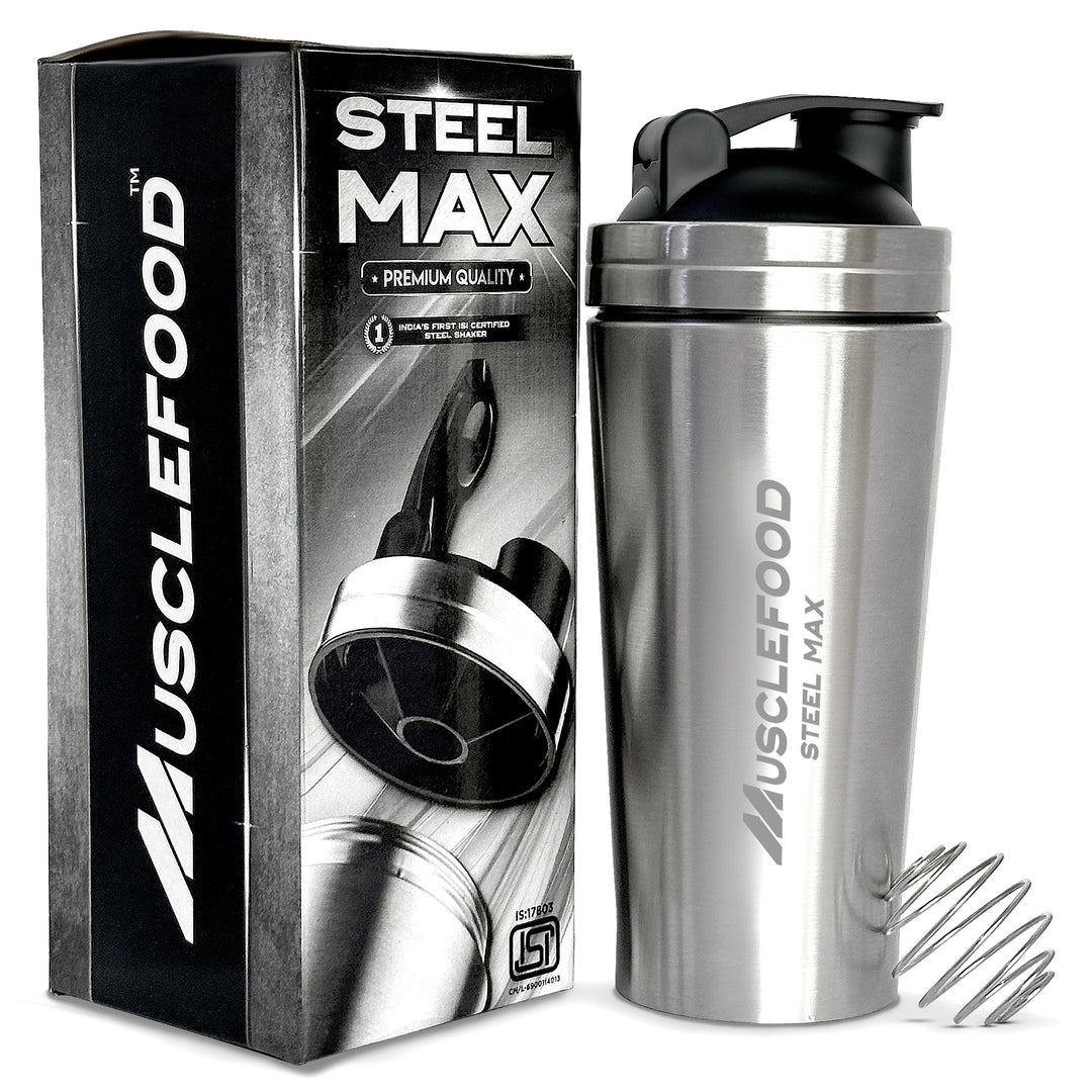 Musclefood Steel Max Shaker 750ml – ISI Marked Stainless Steel Gym Shaker