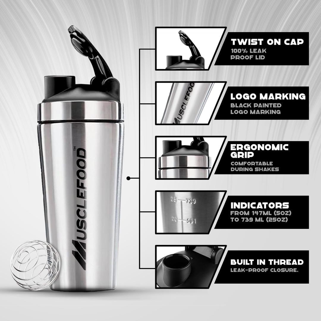 Musclefood Stainless Steel Classic Protein Shaker Bottle