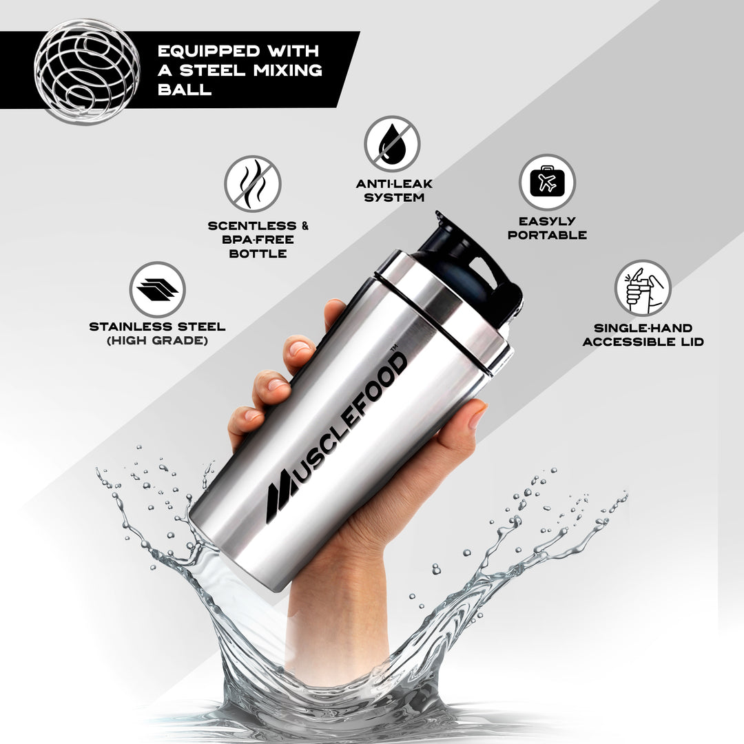 Musclefood Stainless Steel Classic Protein Shaker Bottle