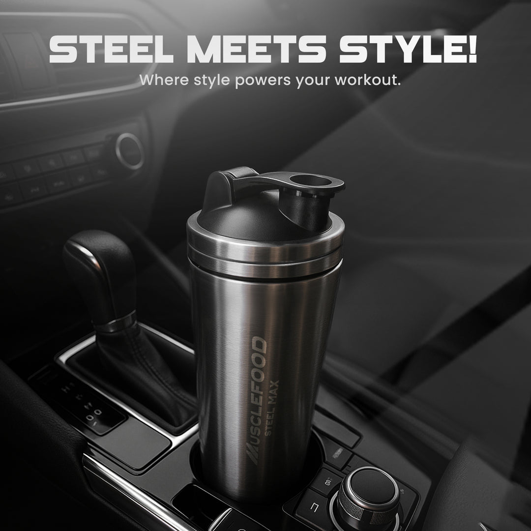 Musclefood Steel Max Shaker 750ml – ISI Marked Stainless Steel Gym Shaker