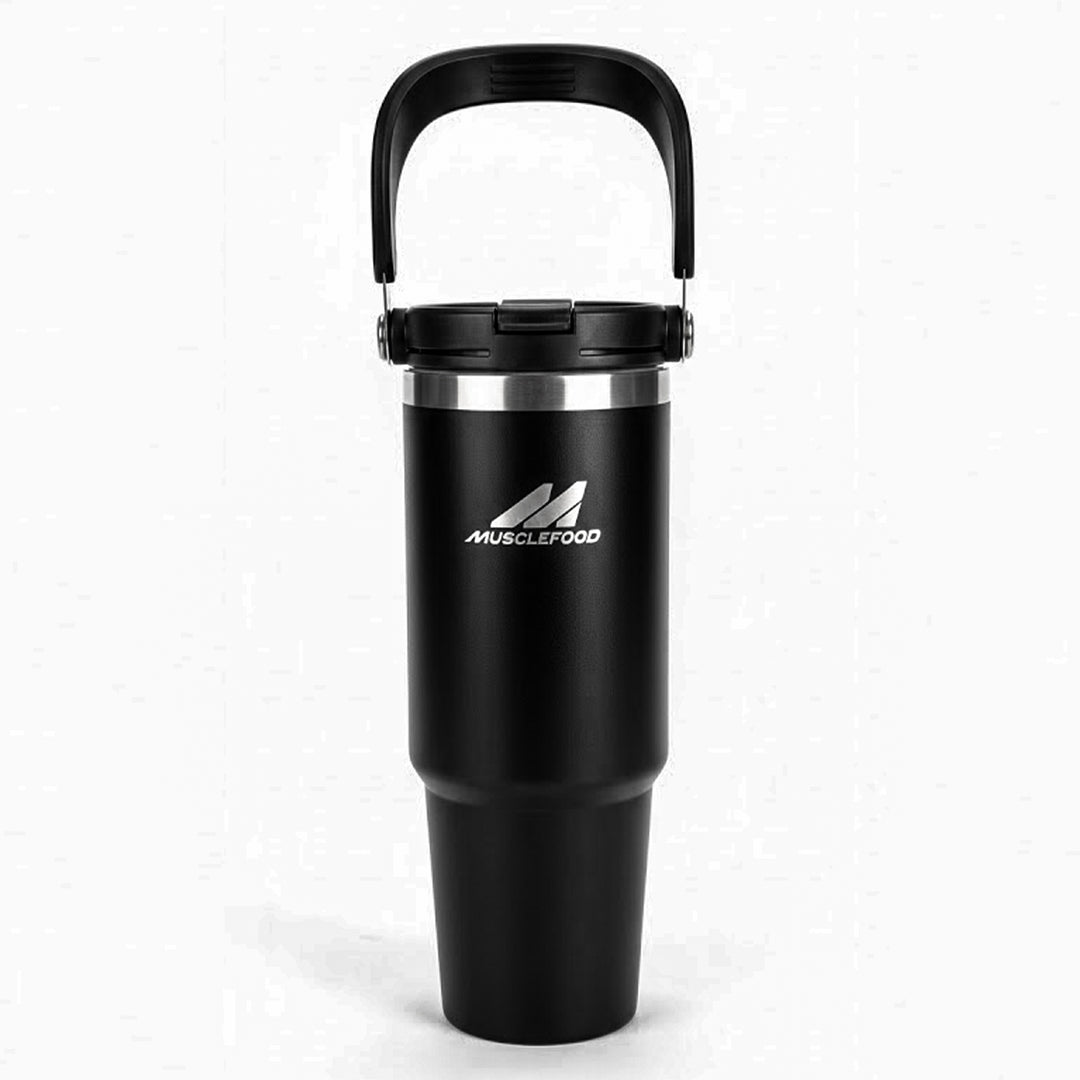 Musclefood Stainless Steel Insulated Tumbler 900ml – Double Wall, Leak-Proof Lid, Vacuum-Sealed for Hot & Cold Drinks