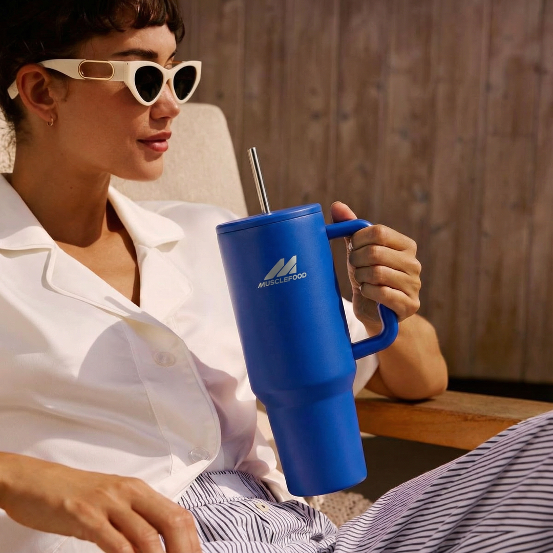 Musclefood Quencher 1200ml Stainless Steel Tumbler – Temperature Lock, Travel Friendly